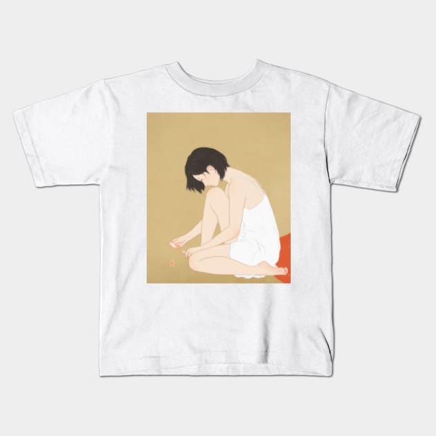 A woman painting a pedicure Kids T-Shirt by saitmy